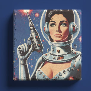 Posavasos De Piedra Chica Astronauta de Ciencia Ficción Vintage