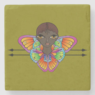 Posavasos De Piedra chica de mariposa Tarjeta de agradecimiento plana