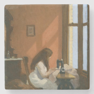 Posavasos De Piedra Chica en una máquina de coser (por Edward Hopper)