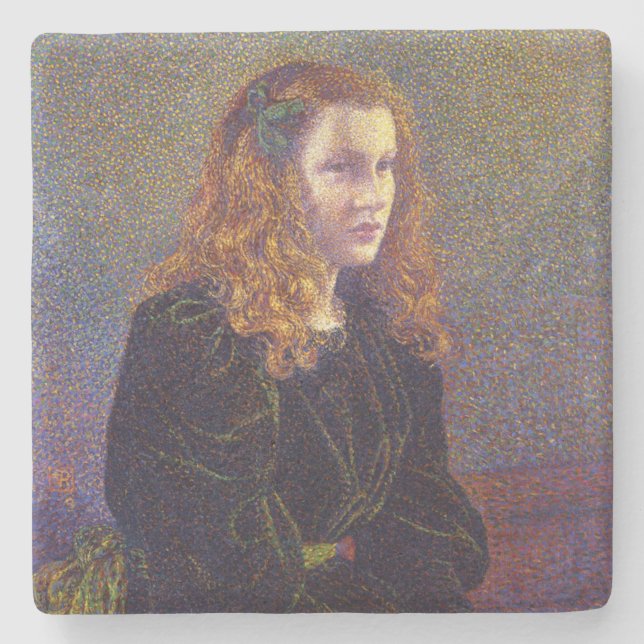 Posavasos De Piedra Chica en verde (por Theo van Rysselberghe) (Anverso)