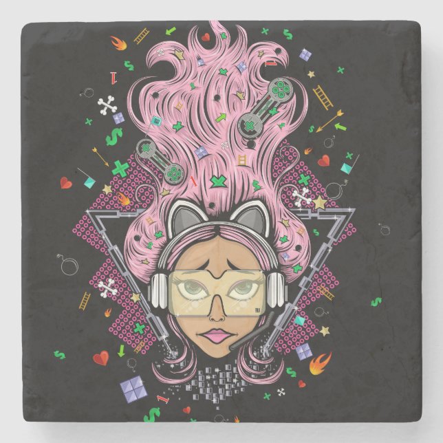 Posavasos De Piedra Chica Gamer (Anverso)