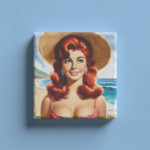 Posavasos De Piedra Chica pin-up de verano vintage