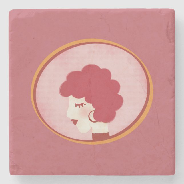 Posavasos De Piedra Chica Redhead en el espejo (Anverso)