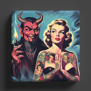 Posavasos De Piedra Chica Retro Endiablada con Tatuajes