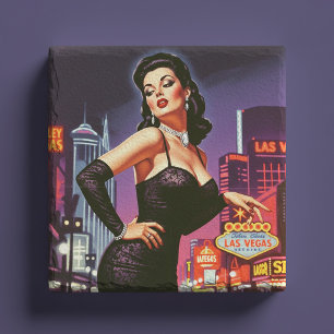 Posavasos De Piedra Chica Retro Las Vegas Pin-up