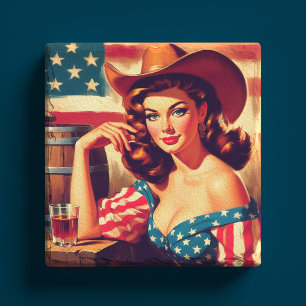 Posavasos De Piedra Chica vaquera americana retro pinup