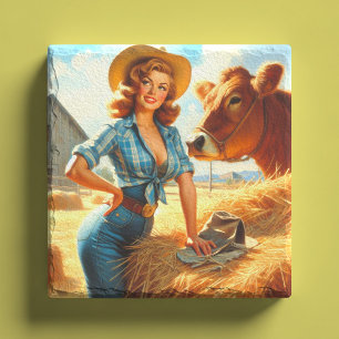 Posavasos De Piedra Chica vaquera vintage pin-up adorable