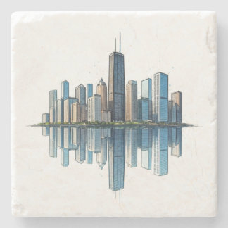 Posavasos De Piedra Chicago Skyline Coasters