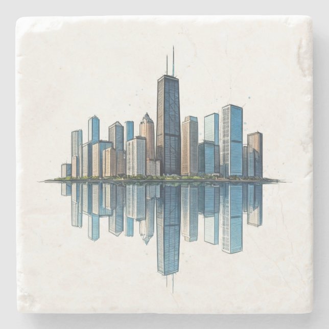 Posavasos De Piedra Chicago Skyline Coasters (Anverso)