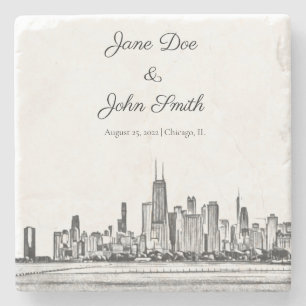 Posavasos De Piedra Chicago Skyline Stone Coaster