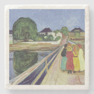 Posavasos De Piedra Chicas de Edvard Munch Painting en el puente (c 19