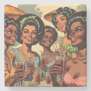 Posavasos De Piedra Chicas de Retro Cocktail Fiesta