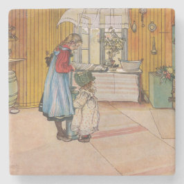 Posavasos De Piedra Chicas en la cocina (arte sueco clásico)