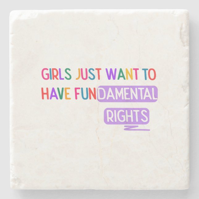 Posavasos De Piedra Chicas quieren tener Derechos Fundamentales Derech (Anverso)