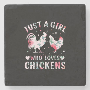 Posavasos De Piedra Chicken Lover Chica que ama a las gallinas