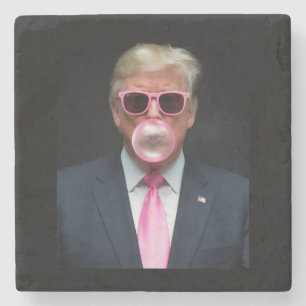Posavasos De Piedra Chicle de Burbuja Rosa Trump Presidente 47 EE. UU.