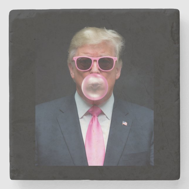 Posavasos De Piedra Chicle de Burbuja Rosa Trump Presidente 47 EE. UU. (Anverso)