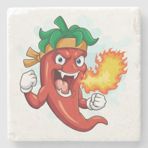 Posavasos De Piedra Chili Pepper, Personalizado ultrarojo y caliente