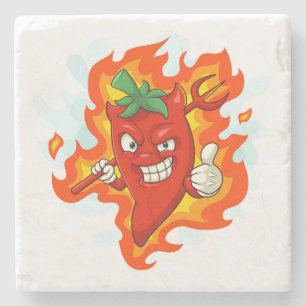 Posavasos De Piedra Chili Pepper, Personalizado ultrarojo y caliente