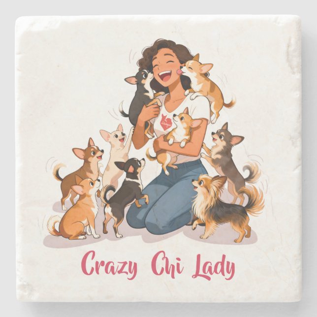 Posavasos De Piedra Chimigos - Crazy Chi Lady - Chihuahua  (Anverso)