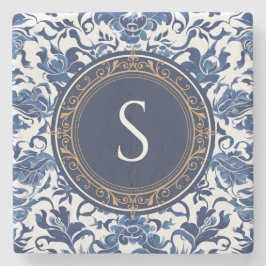 Posavasos De Piedra Chinoiserie francesa con toile azul y blanco