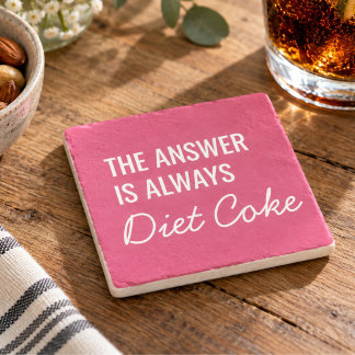 Posavasos De Piedra Chiste Diet Coke Refresco Bebida Humor Rosa