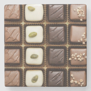 Posavasos De Piedra Chocolate de lujo hecho a mano en una caja