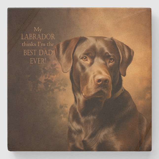 Posavasos De Piedra Chocolate Lab Dad (Anverso)