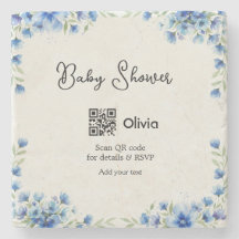 Chorreo de acuarela azul para baby shower escanea