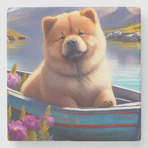 Posavasos De Piedra Chow Chow en una Paleta: Una Aventura Escénica