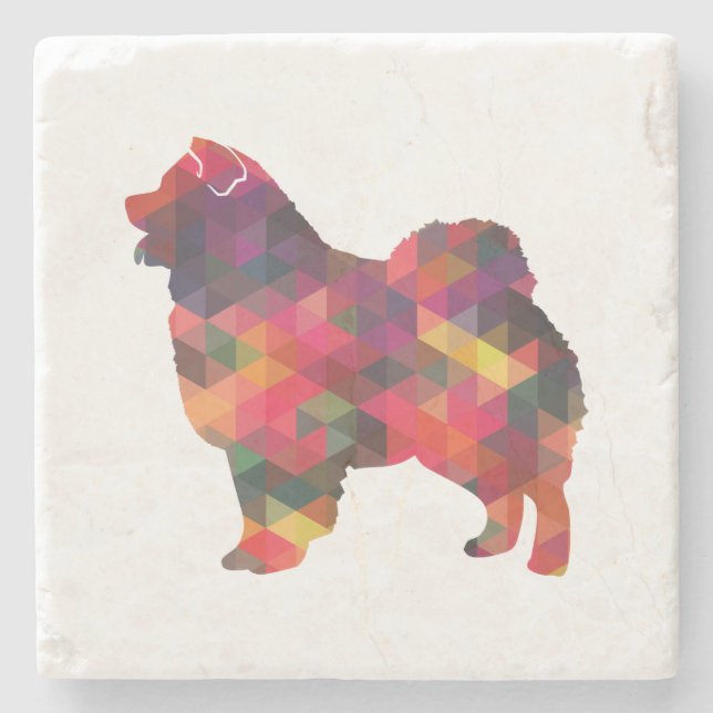Posavasos De Piedra Chow Chow Perro Raza Geo Silhouette Multi (Anverso)