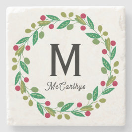 Posavasos De Piedra Christmas Monogram 