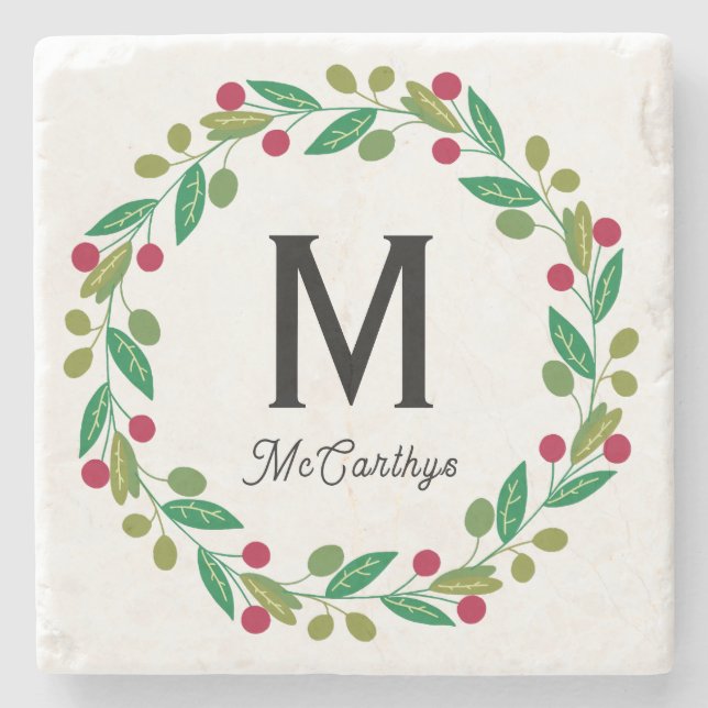Posavasos De Piedra Christmas Monogram  (Anverso)