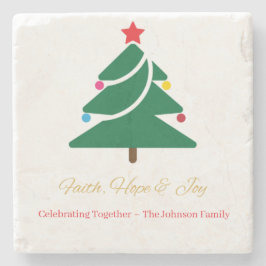 Posavasos De Piedra Christmas Stone Coaster with Holiday Motifs