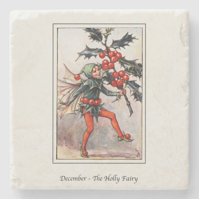Posavasos De Piedra Cicely Mary Barker Diciembre Fairy (Anverso)