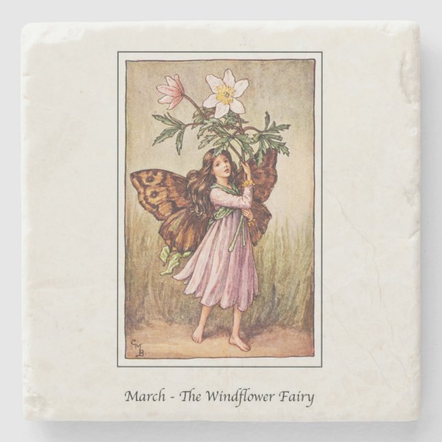 Posavasos De Piedra Cicely Mary Barker - Fairy de marzo (Anverso)
