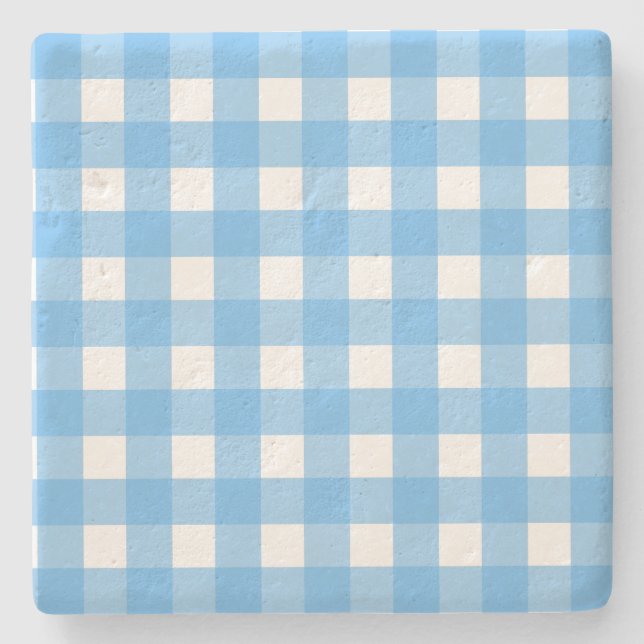 Posavasos De Piedra Cielo azul gingham (Anverso)