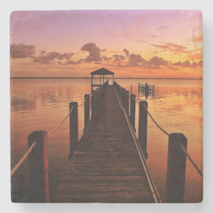 Posavasos De Piedra Cielo de la puesta del sol