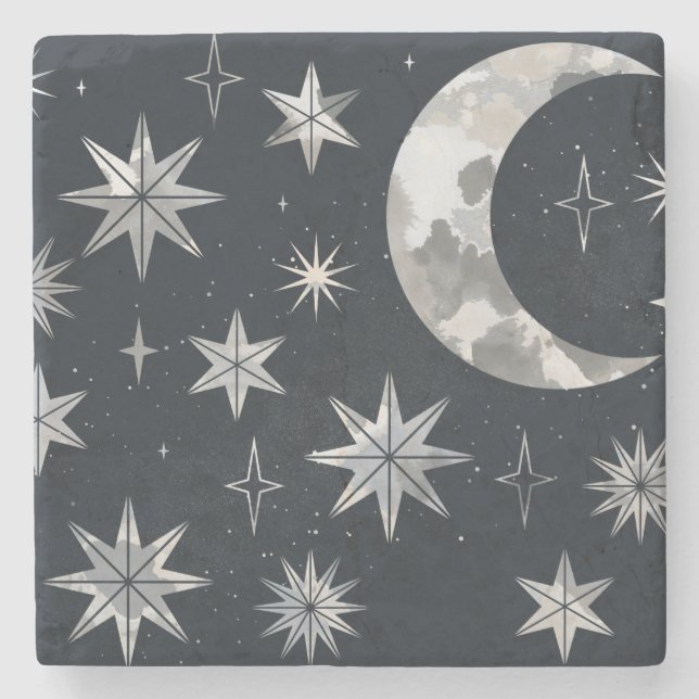 Posavasos De Piedra Cielo Nocturno Brillante (Anverso)