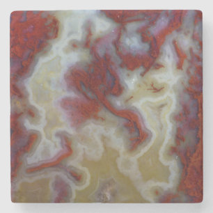 Posavasos De Piedra Cierre de la losa de Agate Moss Rojos