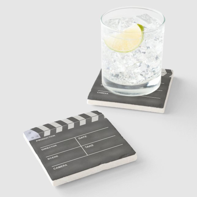 Posavasos De Piedra Cine de Clapperboard (Lateral)