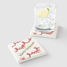 Posavasos De Piedra Cinta roja y blanca de Navidad Mikitiez caña de ca
