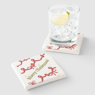 Posavasos De Piedra Cinta roja y blanca de Navidad Mikitiez caña de ca