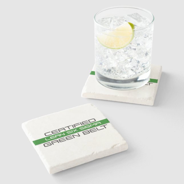 Posavasos De Piedra Cinturón verde certificado Lean Six Sigma  (Lateral)