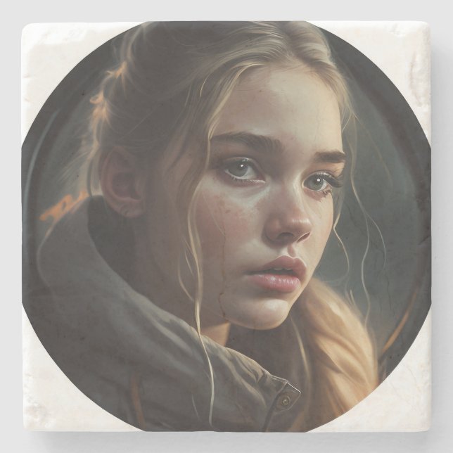 Posavasos De Piedra Circle girl (Anverso)