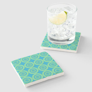 Posavasos De Piedra Círculos modernos divertidos patrón verde menta aq