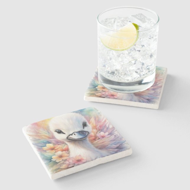 Posavasos De Piedra Cisne de aves arcoiris 2 (Lateral)