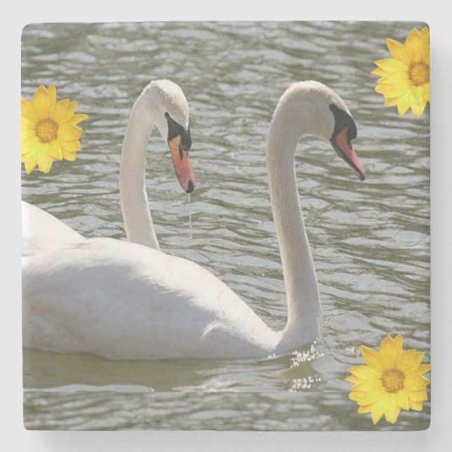 Posavasos De Piedra Cisne de montaña de piedra de mármol (Anverso)