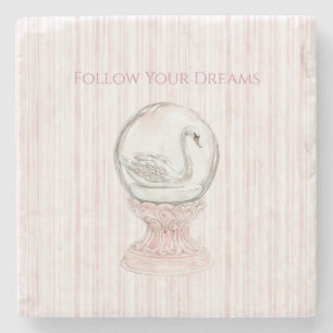 Posavasos De Piedra Cisne de Rayas Rosadas