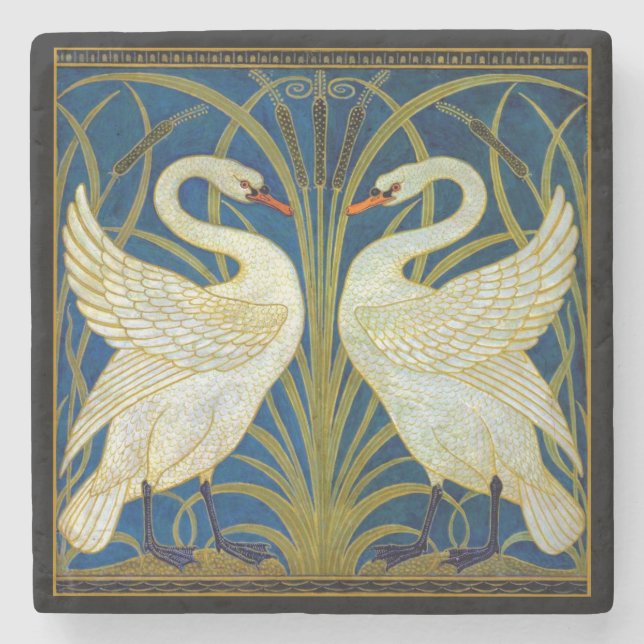 Posavasos De Piedra Cisnes Art Deco (Anverso)
